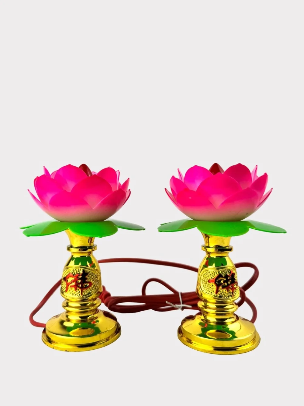 Lotus Lamp Set Bright Pink Glow Sacred Altar Blossom Meditation String Lights